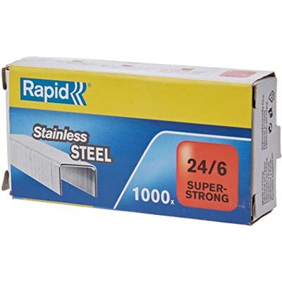 Rapid Inox SuperStrong Boîte de 1000 Agrafes 24/6 mm Tête 24858100 Rapid Inox SuperStrong Boîte de 1000 Agrafes 24/6 mm Tête 24858100