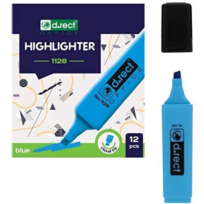 D.RECT 1128 Lot de 12 surligneurs avec pointe biseautée 12 Stück bleu D.RECT 1128 Lot de 12 surligneurs avec pointe biseautée 12 Stück bleu
