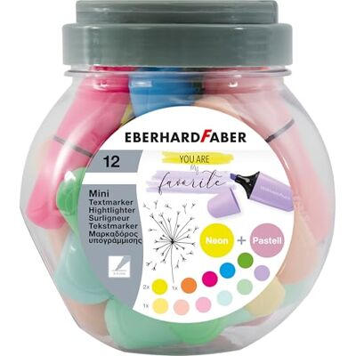 Eberhard Faber 551431 Lot de 12 mini surligneurs avec pointe biseautée Eberhard Faber 551431 Lot de 12 mini surligneurs avec pointe biseautée