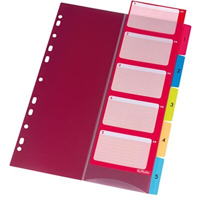 herlitz 10913689 onglet 1–5, 22,3 x 29,7 cm, PP, couleurs avec feuille index et perforés 1-5 herlitz 10913689 onglet 1–5, 22,3 x 29,7 cm, PP, couleurs avec feuille index et perforés 1-5