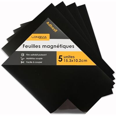 Longivia ® Lot de 5 Feuilles Magnétiques Qualité Premium Plaque Aimantée Adhésive flexibles de 15.3cm x 10.2cm Magnet Paper Personnalisable – Papier Autocollant épaisseur 0.5mm Longivia ® Lot de 5 Feuilles Magnétiques Qualité Premium Plaque Aimantée Adhésive flexibles de 15.3cm x 10.2cm Magnet Paper Personnalisable – Papier Autocollant épaisseur 0.5mm
