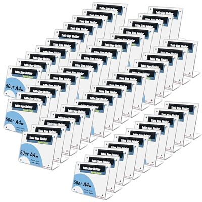 TUKA-i-AKUT Lot de 50 supports de table A4 en acrylique, fermeture magnétique, support de menu, support de panneau publicitaire, en forme de L, incliné pour menus, affiches, brochures, photos, TUKA-i-AKUT Lot de 50 supports de table A4 en acrylique, fermeture magnétique, support de menu, support de panneau publicitaire, en forme de L, incliné pour menus, affiches, brochures, photos,