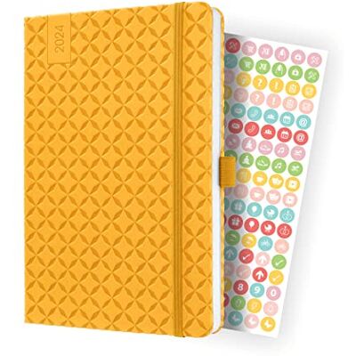 Sigel J4117 Jolie Agenda semainier 2024, env. A5, couverture rigide, élastique, passant pour stylo, poche plaquée, 174 pages, en papier durable, jaune Sigel J4117 Jolie Agenda semainier 2024, env. A5, couverture rigide, élastique, passant pour stylo, poche plaquée, 174 pages, en papier durable, jaune