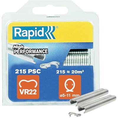 Rapid hek-ringnieten VR22 gegalvaniseerd, 215 stuks voor gaashek Voor Ø 5–11 mm draden; kunststof ommanteld; zilver; 215 stuks; compatibel met FP20 & FP222 hektangen Rapid hek-ringnieten VR22 gegalvaniseerd, 215 stuks voor gaashek Voor Ø 5–11 mm draden; kunststof ommanteld; zilver; 215 stuks; compatibel met FP20 & FP222 hektangen