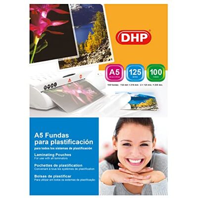 DHP Lot de 100 pochettes plastifiées Format A5 125 microns Brillant DHP Lot de 100 pochettes plastifiées Format A5 125 microns Brillant