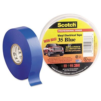 3M 80-6112-1158-4 Ruban isolant de qualité professionnelle en vinyle bleu 3/4" x 66 pieds 3M 80-6112-1158-4 Ruban isolant de qualité professionnelle en vinyle bleu 3/4" x 66 pieds