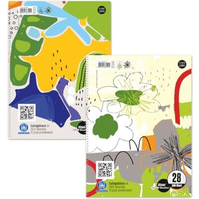 Staufen Design College Bloc-notes – Format A4, linéature 28 (quadrillé avec lignes de marge), 2 blocs de 100 feuilles chacun, 4 perforations, papier recyclé 70 g/m² Staufen Design College Bloc-notes – Format A4, linéature 28 (quadrillé avec lignes de marge), 2 blocs de 100 feuilles chacun, 4 perforations, papier recyclé 70 g/m²