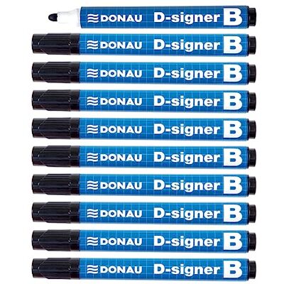 DONAU D-Signer B Lot de 10 marqueurs pour tableau blanc Noir Pointe ogive 2-4 mm Résistant au séchage jusqu'à 72 heures sans capuchon DONAU D-Signer B Lot de 10 marqueurs pour tableau blanc Noir Pointe ogive 2-4 mm Résistant au séchage jusqu'à 72 heures sans capuchon