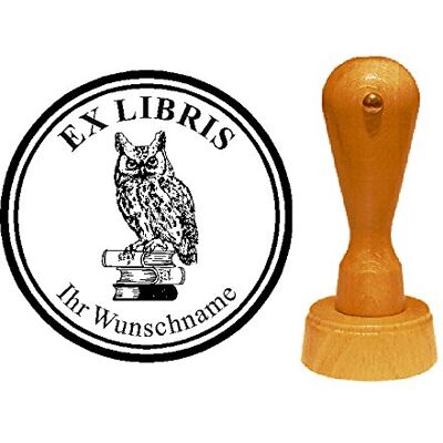 DEKOLANDO Ex Libris Exlibris Tampon hibou sur livres – Avec nom et motif personnels Ø 40 mm DEKOLANDO Ex Libris Exlibris Tampon hibou sur livres – Avec nom et motif personnels Ø 40 mm