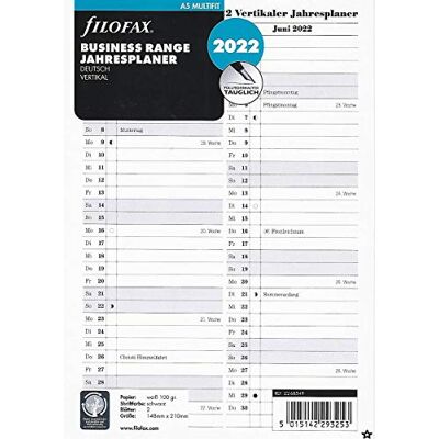 Filofax Leporello DEU Agenda annuel 2022 Format A5 vertical 22-68549 Filofax Leporello DEU Agenda annuel 2022 Format A5 vertical 22-68549
