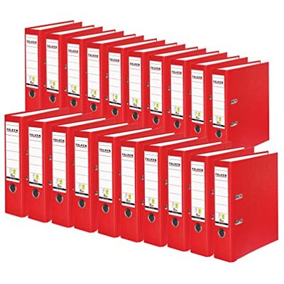 FALKEN Lot de 20 classeurs en plastique PP coloré. Fabriqué en Allemagne. 8 cm de large, format A4, rouge, vegan. FALKEN Lot de 20 classeurs en plastique PP coloré. Fabriqué en Allemagne. 8 cm de large, format A4, rouge, vegan.