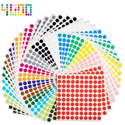 Kiperline Lot de 4000 pastilles adhésives multicolores 10 mm Rondes Petits points ronds Pour bureau, école, calendrier, cartes 16 couleurs Kiperline Lot de 4000 pastilles adhésives multicolores 10 mm Rondes Petits points ronds Pour bureau, école, calendrier, cartes 16 couleurs
