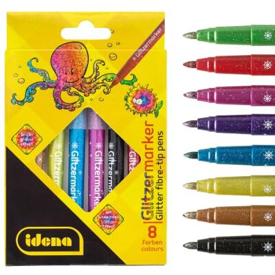 Idena 60053 Lot de 8 marqueurs à paillettes Couleurs assorties Idena 60053 Lot de 8 marqueurs à paillettes Couleurs assorties