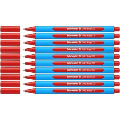 Schneider Slider Edge (Pointe extra large (XB)) Lot de 10 Stylos, Encre rouge Schneider Slider Edge (Pointe extra large (XB)) Lot de 10 Stylos, Encre rouge