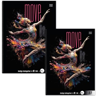 Staufen Vivit Move it Lot de 2 blocs de 80 feuilles Format A4 LIN 27 DIN A4, 70 g/m², linéature 27 (ligné avec lignes de marge), spirale, 4 trous, certifié avec ange bleu Staufen Vivit Move it Lot de 2 blocs de 80 feuilles Format A4 LIN 27 DIN A4, 70 g/m², linéature 27 (ligné avec lignes de marge), spirale, 4 trous, certifié avec ange bleu