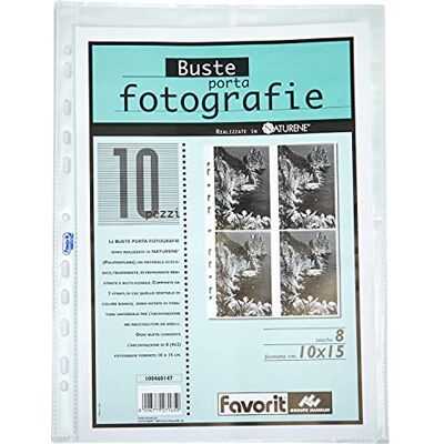Favorit Enveloppe porte-photo 8 poches, 10 x 15 cm, transparente Favorit Enveloppe porte-photo 8 poches, 10 x 15 cm, transparente