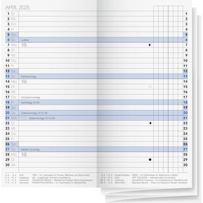 BRUNNEN Calendrier hebdomadaire de rechange, modèle 740 (2025), 2 pages = 1 mois, format A6 BRUNNEN Calendrier hebdomadaire de rechange, modèle 740 (2025), 2 pages = 1 mois, format A6