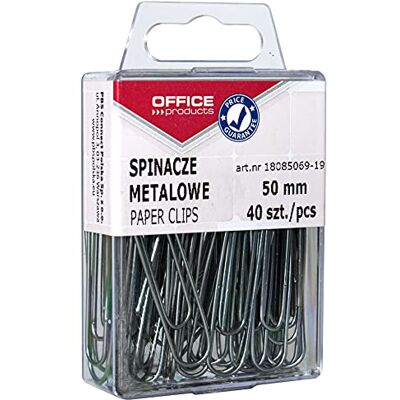 OFFICER PRODUCTS Office Products Lot de 10 trombones en métal argenté de 50 mm OFFICER PRODUCTS Office Products Lot de 10 trombones en métal argenté de 50 mm