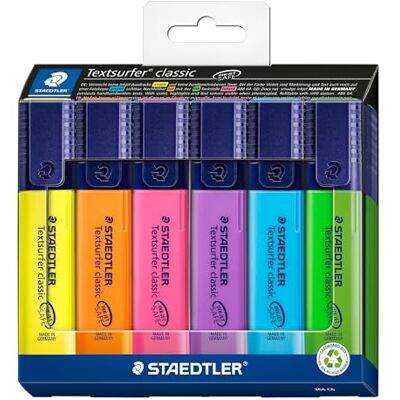 Staedtler 364 C6 Textsurfer Classic Lot de 6 surligneurs Couleurs assorties Staedtler 364 C6 Textsurfer Classic Lot de 6 surligneurs Couleurs assorties