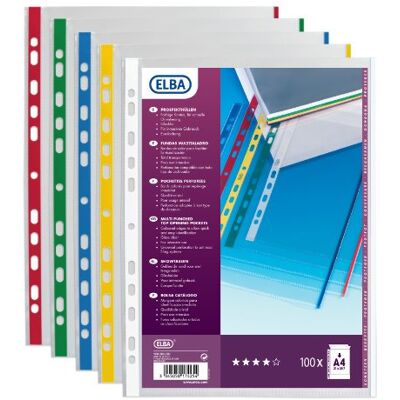 Oxford Pochette Perf Sach100 A4 PP9 Lisse Bord Colore Ast Oxford Pochette Perf Sach100 A4 PP9 Lisse Bord Colore Ast