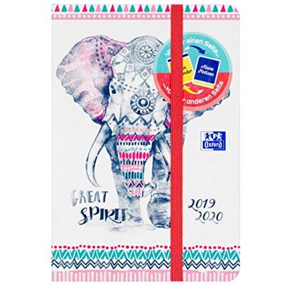 Oxford Boho Chic Agenda scolaire, 12 x 18 cm, 1 jour par page avec 176 feuilles, 80 g/m², papier optique compatible avec SCRIBZEE Éléphant Oxford Boho Chic Agenda scolaire, 12 x 18 cm, 1 jour par page avec 176 feuilles, 80 g/m², papier optique compatible avec SCRIBZEE Éléphant