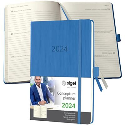Sigel C2468 Agenda semainier 2024, A5, couverture rigide, bleu Conceptum, ca. A5 Sigel C2468 Agenda semainier 2024, A5, couverture rigide, bleu Conceptum, ca. A5
