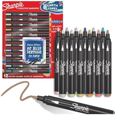 Modèle Sharpie - Marqueurs a peinture acrylique Tons de terre Pointe bullet - Ensemble de 12 Modèle Sharpie - Marqueurs a peinture acrylique Tons de terre Pointe bullet - Ensemble de 12