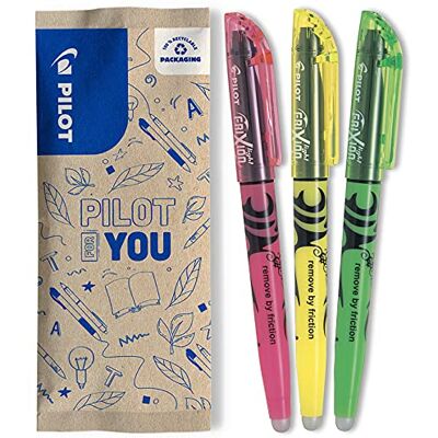 Pilot Lot de 3 FriXion Light Surligneurs Effaçables aux couleurs fluos 1 Jaune, 1 Vert, 1 Rose Pointe biseautée pour tracé fin ou plus large Pilot Lot de 3 FriXion Light Surligneurs Effaçables aux couleurs fluos 1 Jaune, 1 Vert, 1 Rose Pointe biseautée pour tracé fin ou plus large
