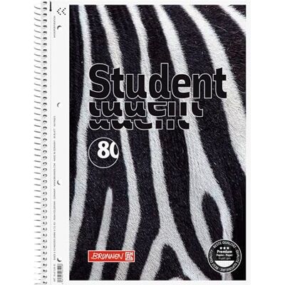 BRUNNEN Bloc-notes Premium Student « Zebra » A4, linéature 28, 80 feuilles, blanc/noir BRUNNEN Bloc-notes Premium Student « Zebra » A4, linéature 28, 80 feuilles, blanc/noir