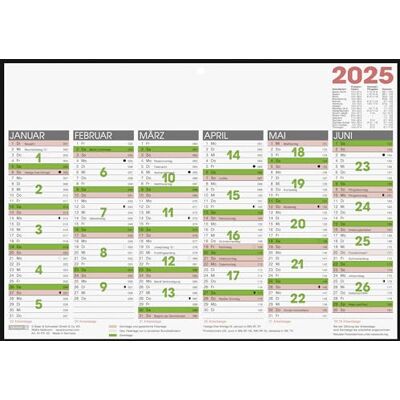 BRUNNEN Calendrier tableau 2025, format A4, paysage BRUNNEN Calendrier tableau 2025, format A4, paysage