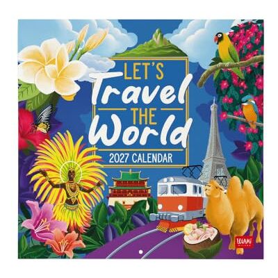 Legami Calendrier mural 2027 Let's Travel The World, grand calendrier mural de 12 mois et planificateur annuel en anglais, espace pour notes, signes du zodiaque, vacances internationales, 30 x 29 cm Legami Calendrier mural 2027 Let's Travel The World, grand calendrier mural de 12 mois et planificateur annuel en anglais, espace pour notes, signes du zodiaque, vacances internationales, 30 x 29 cm