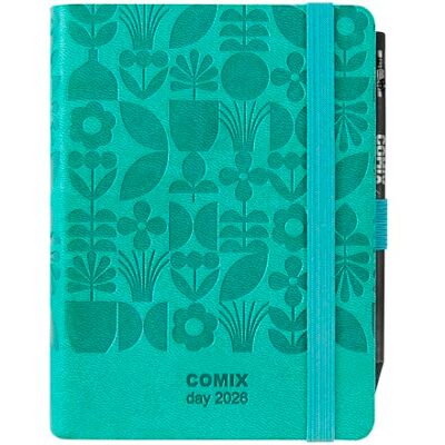 COMIX Mignon Agenda 2026 12 mois quotidien avec boucle élastique porte-crayon ou stylo, fermeture avec élastique et signet, crayon inclus, 9 x 12,5 cm, Floreal COMIX Mignon Agenda 2026 12 mois quotidien avec boucle élastique porte-crayon ou stylo, fermeture avec élastique et signet, crayon inclus, 9 x 12,5 cm, Floreal
