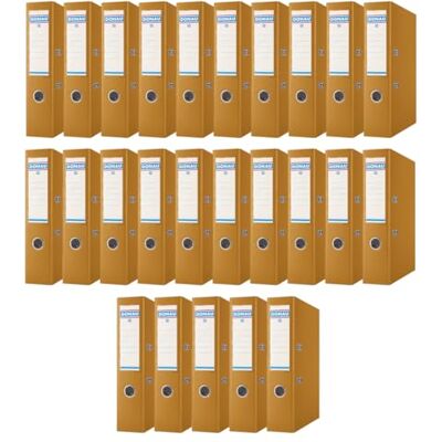 DONAU Master Lot de 25 classeurs larges Format A4-7,5 cm 25 pièces Dorés Avec housse en plastique PP Carton Classeur de bureau Classeur à anneaux Point vert DONAU Master Lot de 25 classeurs larges Format A4-7,5 cm 25 pièces Dorés Avec housse en plastique PP Carton Classeur de bureau Classeur à anneaux Point vert
