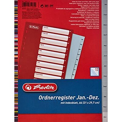 herlitz 10842714 Intercalaire Janvier Décembre 23 x 29,7 cm PP Euro Perforation (Janvier Décembre) herlitz 10842714 Intercalaire Janvier Décembre 23 x 29,7 cm PP Euro Perforation (Janvier Décembre)