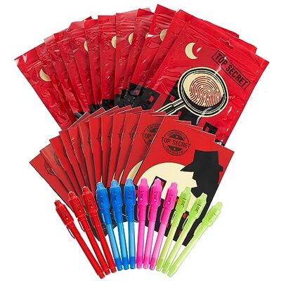 THE TWIDDLERS 12 Petits Carnet de Notes & 12 Stylos à Encre Invisible avec Lampes UV & Pochette Anniversaires d'Enfants, Pochettes Surprises, Cadeaux d'Invités THE TWIDDLERS 12 Petits Carnet de Notes & 12 Stylos à Encre Invisible avec Lampes UV & Pochette Anniversaires d'Enfants, Pochettes Surprises, Cadeaux d'Invités