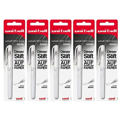 Faber-Castell Uni-ball 205038 Signo UM-153 Lot de 5 stylos à encre gel Blanc Pointe 0,6 mm Faber-Castell Uni-ball 205038 Signo UM-153 Lot de 5 stylos à encre gel Blanc Pointe 0,6 mm