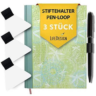 LifeDesign Lot de 3 Porte-Stylos, Boucle et Autocollant pour Carnet, Calendrier, Porte-Bloc Noir, Tampon Adhésif Transparent LifeDesign Lot de 3 Porte-Stylos, Boucle et Autocollant pour Carnet, Calendrier, Porte-Bloc Noir, Tampon Adhésif Transparent