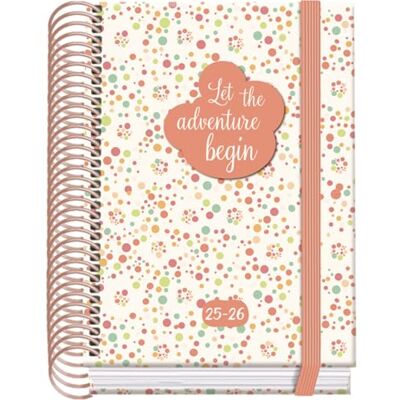 DOHE Agenda Scolaire 2025 2026 Jour Page, Taille A6 (12x17 cm), Espagnol et Anglais, Septembre à Juin, Reliure Spirale et Gomme, Couverture Rigide, 4 Pages de Stickers PRIME Bubbles DOHE Agenda Scolaire 2025 2026 Jour Page, Taille A6 (12x17 cm), Espagnol et Anglais, Septembre à Juin, Reliure Spirale et Gomme, Couverture Rigide, 4 Pages de Stickers PRIME Bubbles