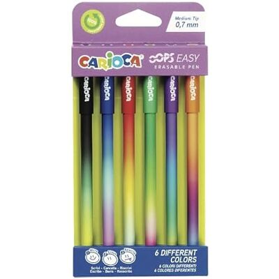 CARIOCA Oops Easy Lot de 6 stylos effaçables avec encre thermosensible Couleurs dégradées Pointe de 0,7 mm CARIOCA Oops Easy Lot de 6 stylos effaçables avec encre thermosensible Couleurs dégradées Pointe de 0,7 mm