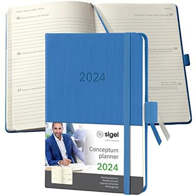 Sigel C2469 Agenda semainier 2024, A6, couverture rigide, bleu Conceptum Sigel C2469 Agenda semainier 2024, A6, couverture rigide, bleu Conceptum