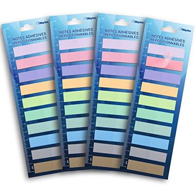 Waytex 800 Marque-pages adhésifs repositionnables plastifiés 10 couleurs soit 4 packs de 10 mini blocs de 20 sticky notes couleurs pastels 45 x 12 mm Waytex 800 Marque-pages adhésifs repositionnables plastifiés 10 couleurs soit 4 packs de 10 mini blocs de 20 sticky notes couleurs pastels 45 x 12 mm
