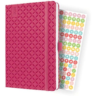 Sigel J4105 Jolie Agenda semainier 2024, env. A5, couverture rigide, élastique, passant pour stylo, poche plaquée, 174 pages, en papier durable, rose Sigel J4105 Jolie Agenda semainier 2024, env. A5, couverture rigide, élastique, passant pour stylo, poche plaquée, 174 pages, en papier durable, rose