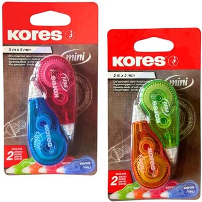 Kores Mini Rouleau de Ruban Correcteur pour Étudiants et Adultes, Ruban Correcteur Sec sans Pelage avec Forme Ergonomique, Fournitures Scolaires et de Bureau, Paquet de 2, 5m x 4,2 mm Kores Mini Rouleau de Ruban Correcteur pour Étudiants et Adultes, Ruban Correcteur Sec sans Pelage avec Forme Ergonomique, Fournitures Scolaires et de Bureau, Paquet de 2, 5m x 4,2 mm