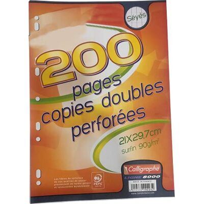 Calligraphe 9223C (gamme scolaire Clairefontaine) Un paquet de copies doubles perforées sous film A4 21x29,7 cm 200 pages Grands carreaux papier blanc 90g Pour Classeur 32x26 cm minimum Calligraphe 9223C (gamme scolaire Clairefontaine) Un paquet de copies doubles perforées sous film A4 21x29,7 cm 200 pages Grands carreaux papier blanc 90g Pour Classeur 32x26 cm minimum