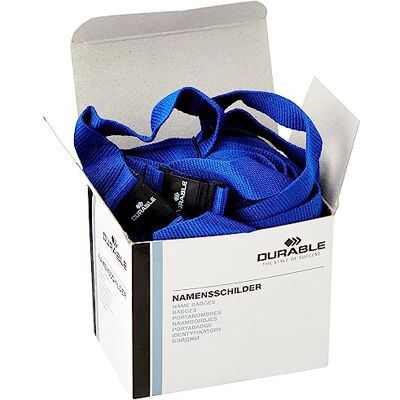Durable 813707 Lacet Textile Universel avec Ouverture Mousqueton Et Sécurité Anti-Traction Longueur Porté 44 cm Coloris Bleu Boîte de 10 Durable 813707 Lacet Textile Universel avec Ouverture Mousqueton Et Sécurité Anti-Traction Longueur Porté 44 cm Coloris Bleu Boîte de 10