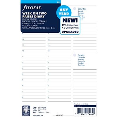 Filofax Agenda semainier A5 non daté Blanc Filofax Agenda semainier A5 non daté Blanc