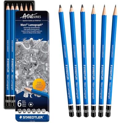 Staedtler Mars Lumograph 100 Drawing Pencils – Set of 6, Metal Tin différentes duretés Staedtler Mars Lumograph 100 Drawing Pencils – Set of 6, Metal Tin différentes duretés
