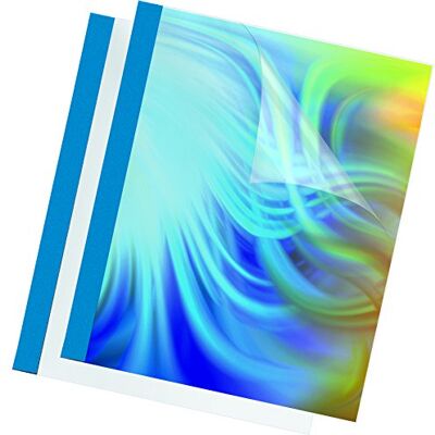 Fellowes 53171 Lot de 100 thermocouvertures Prestige, 1,5 mm, en PVC transparent, Bleu Fellowes 53171 Lot de 100 thermocouvertures Prestige, 1,5 mm, en PVC transparent, Bleu