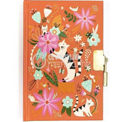 Clairefontaine Avenue Mandarine CO206C Un JOURNAL INTIME 240 pages lignées 11x14 cm Fermeture cadenas CHATS ET FLEURS Clairefontaine Avenue Mandarine CO206C Un JOURNAL INTIME 240 pages lignées 11x14 cm Fermeture cadenas CHATS ET FLEURS