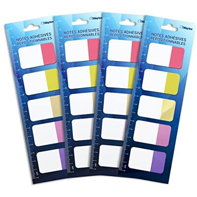 Waytex 400 Marque-page papier autocollants grand format 5 couleurs 4x 5 blocs de 20 feuillets bicolores 42 x 25 mm adhésifs repositionnables Waytex 400 Marque-page papier autocollants grand format 5 couleurs 4x 5 blocs de 20 feuillets bicolores 42 x 25 mm adhésifs repositionnables